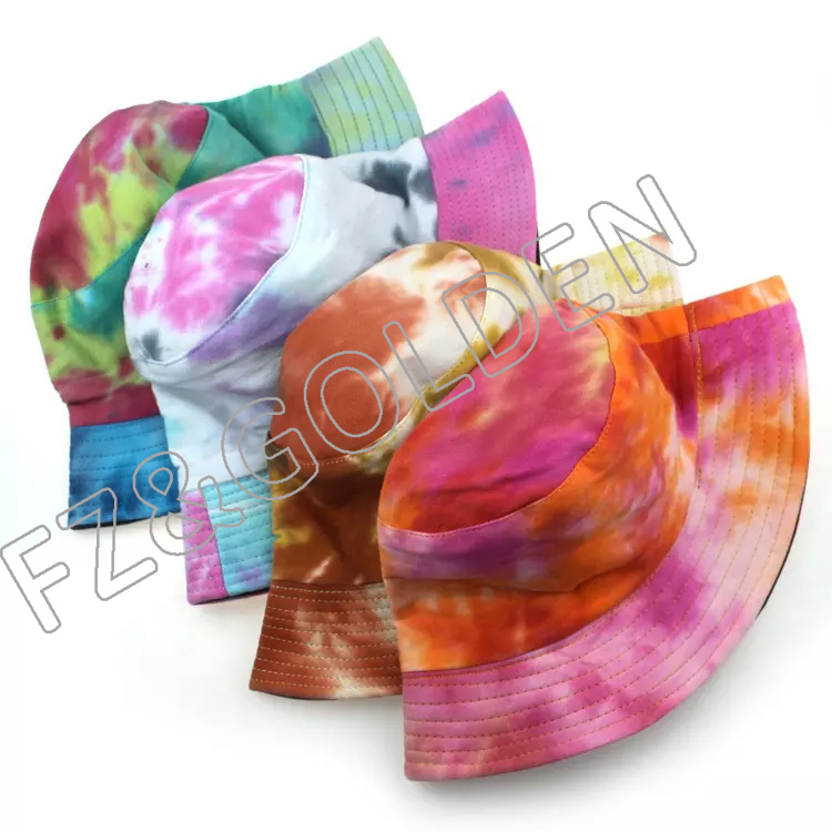FZFH20250716 Wholesale High Quality Fashion Trendy Designer Custom Surfing Tie Dye Printing Colorful Reversible Bucket trendy women hat