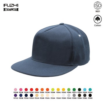 FZSN-5001 5 panel cotton casual style adjustable navy snapback cap