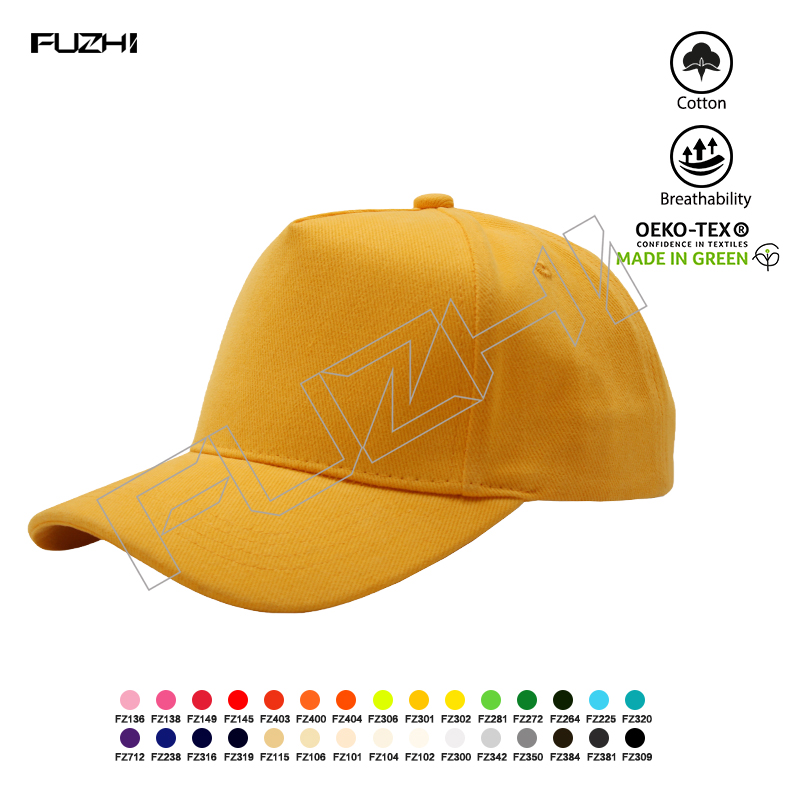 FZBC-5004 New 5 panel solid color cotton baseball cap heavy brushed cotton baseball cap men and women casual cap outdoor cap