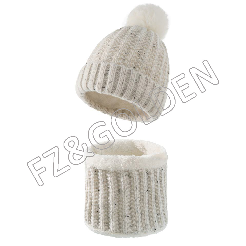 Winter Warm Knitted Women's Beanie and Scarf Set 