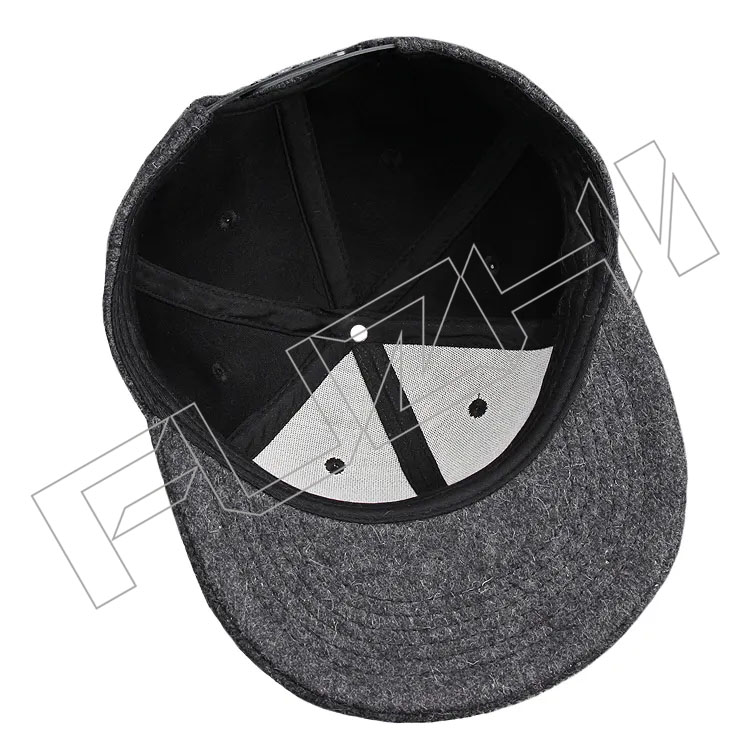 FZBC20250626-3 Premium Custom 6 Panel Embroidery Flannel Wool Two Tone Hats Bulk Applique Snapback Cap With Felt