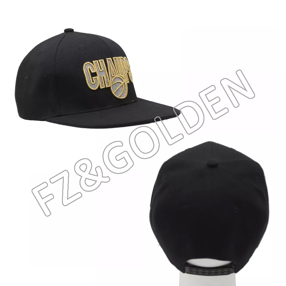 OEM/ODM Military Cap Supplier - 
 Luxury hip hop fitted custom embroidery flat bill brim peak snap back embroidered snapbacks cap hat  - FUZHI