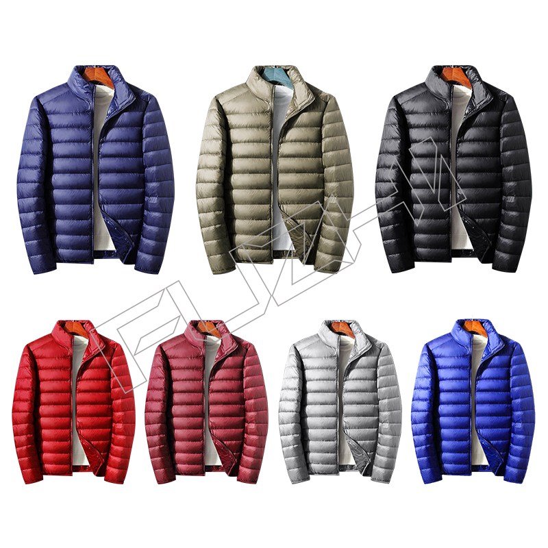 FZJA-1005 Unisex stand up collar hooded down jacket lightweight and short lightweight and stylish duck down jacket