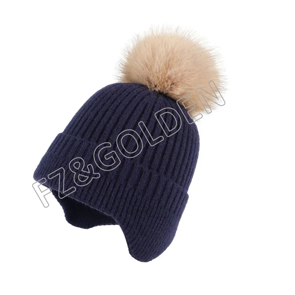 FZBH20250626-4 2023 Children's Knitted Fashion Baby Warm Ear Protection Lovely Wool Ball Beanies Gril's and boy's winter hats