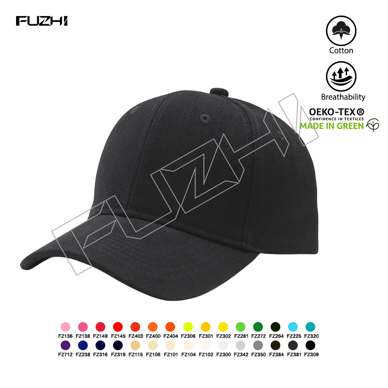 FZBC-6004 6 panel solid color baseball cap heavy brushed cotton baseball cap men and women outdoor casual simple cap
