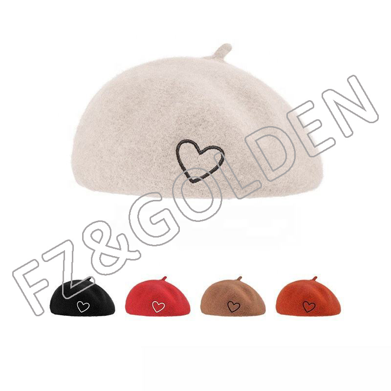 Wholesale Winter Hat Set -   French Wool Solid Color Classic Winter Warm Artist Painter Berets Women Hat  - FUZHI
