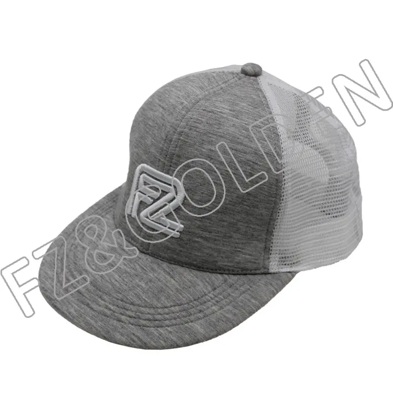 Discount Sport Cap Factory – 
 Flat Visor 6 Panel Air Cotton+Mesh Snapback Trucker Cap  – FUZHI
