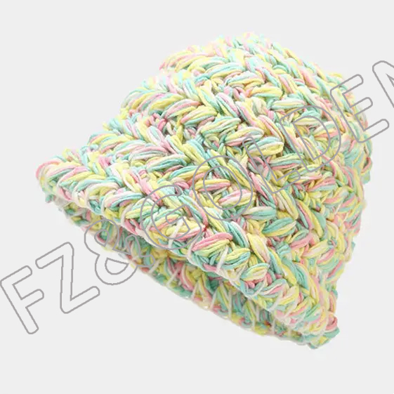 FZBH20250626-2 Excellent  New fashion Top quality Winter Bucket Knit Cloche Color Warm Crochet Cap rainbow hats