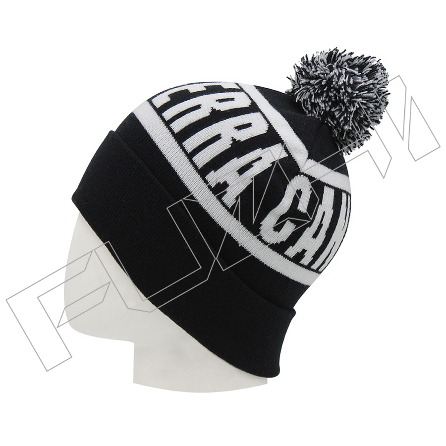 FZBH20250623-4 Jacquard text pattern Knitted pom beanie