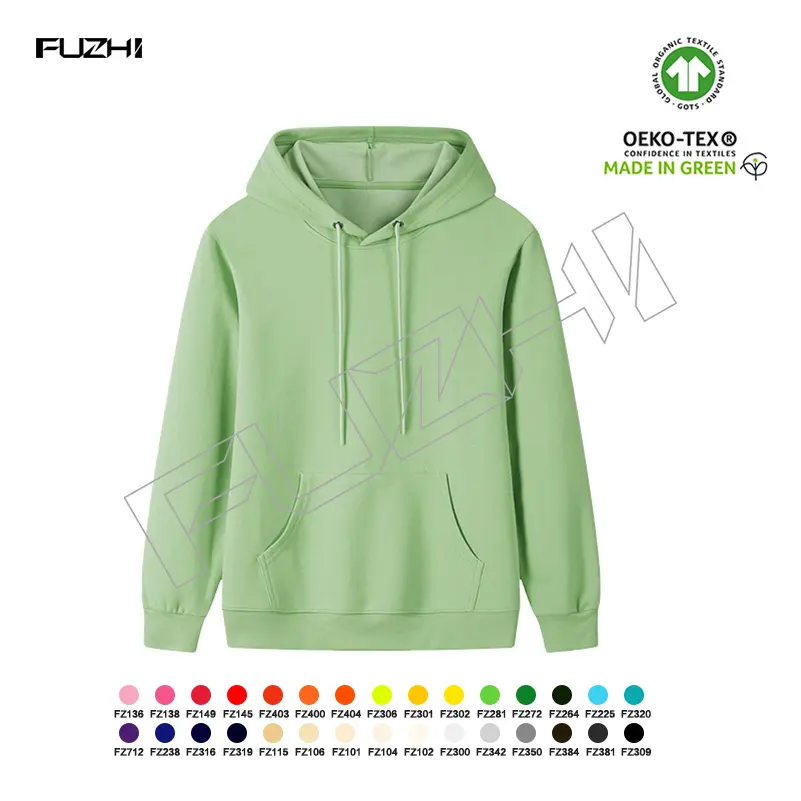 FZHD-1000 Solid color terry hoodie men and women pullover hoodie comfortable simple loose casual hoodie Featured Image