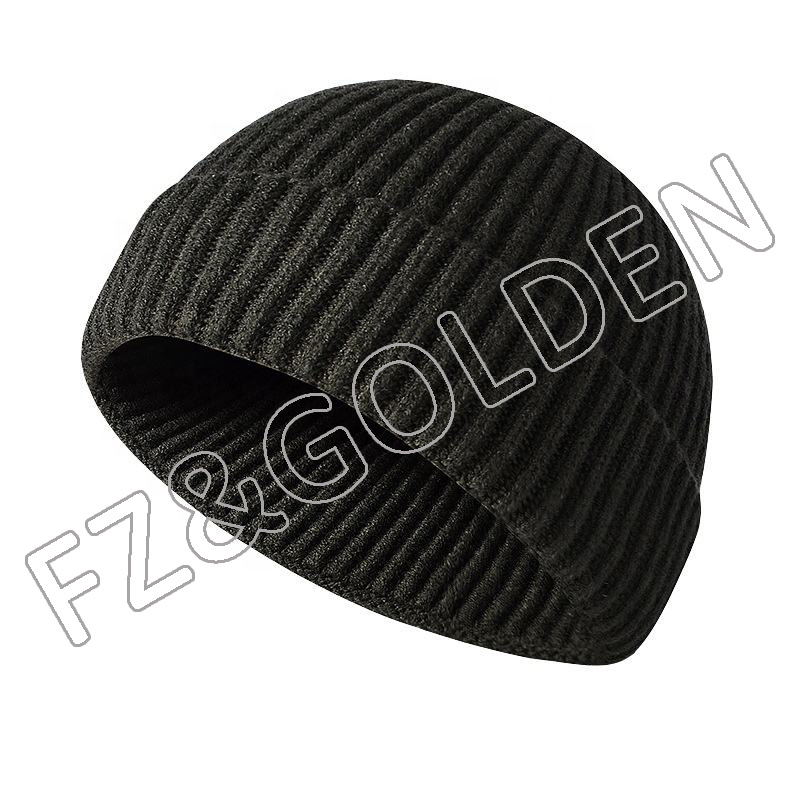 High-Quality Fur Beanie Supplier - 
 Roll-up Edge Skullcap Fisherman Knit Beanie for Men Women  - FUZHI