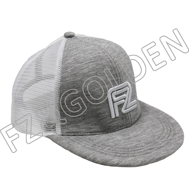 China Bicycle Cap Suppliers - 
 Flat Visor 6 Panel Air Cotton+Mesh Snapback Trucker Cap  - FUZHI