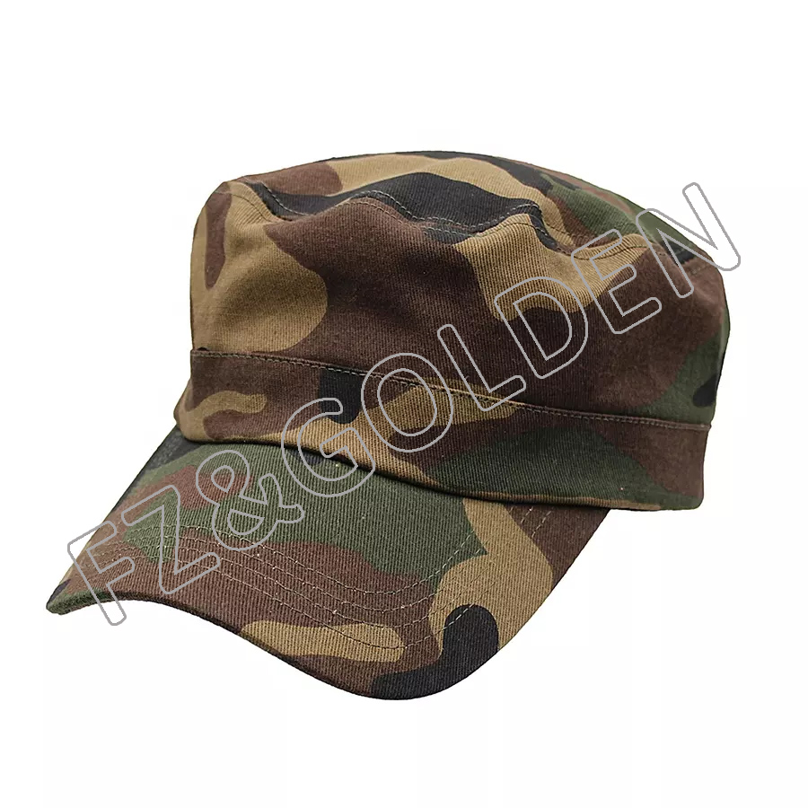 FZCC20250722 Cadet Military Hat Unisex Adjustable Flat army Caps for sale