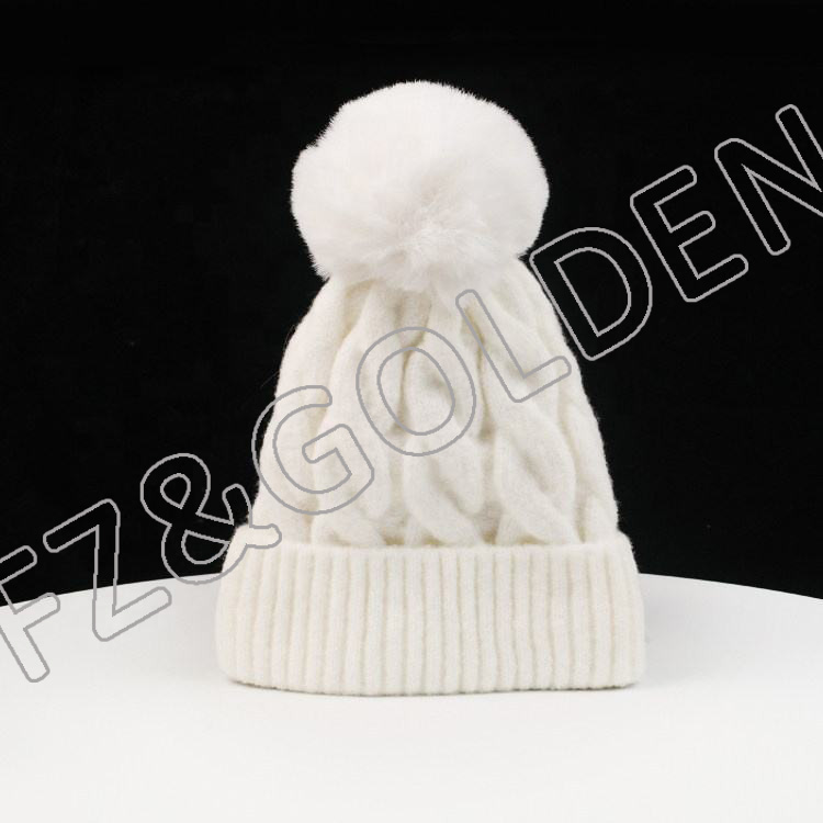 Women's Winter Soft Knit Beanie Hat Faux Fur Pom Pom Warm Skull Cap Beanies for Women