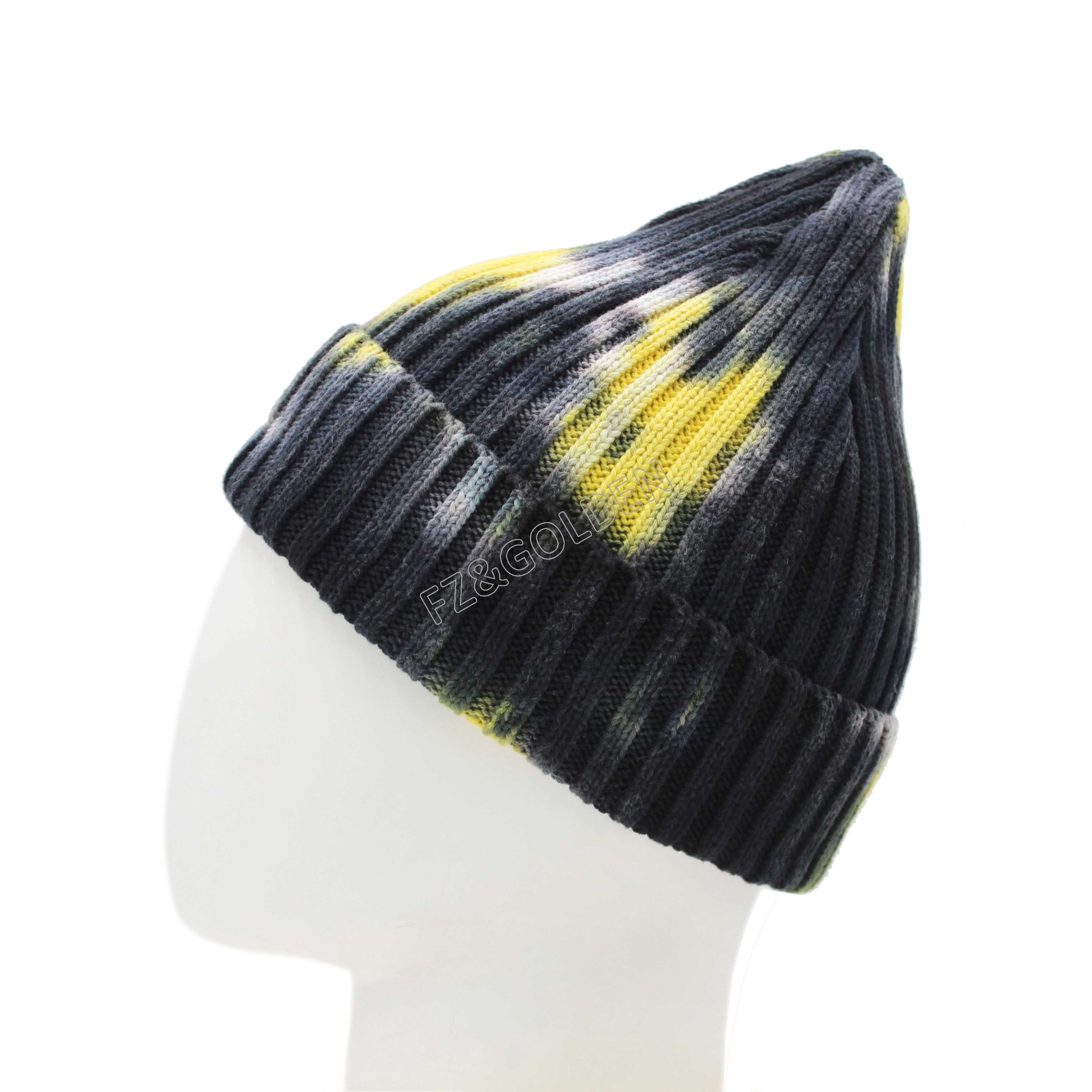 Export Organic Beanies Supplier - 
 100% Cotton Tie-dyed Knitted Hat  - FUZHI
