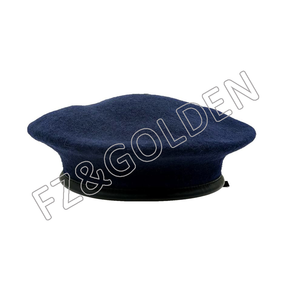 Cheapest Men Beanie Hat Manufacturer - 
 Army Military Flash Midnight Navy Blue Custom Berets  - FUZHI