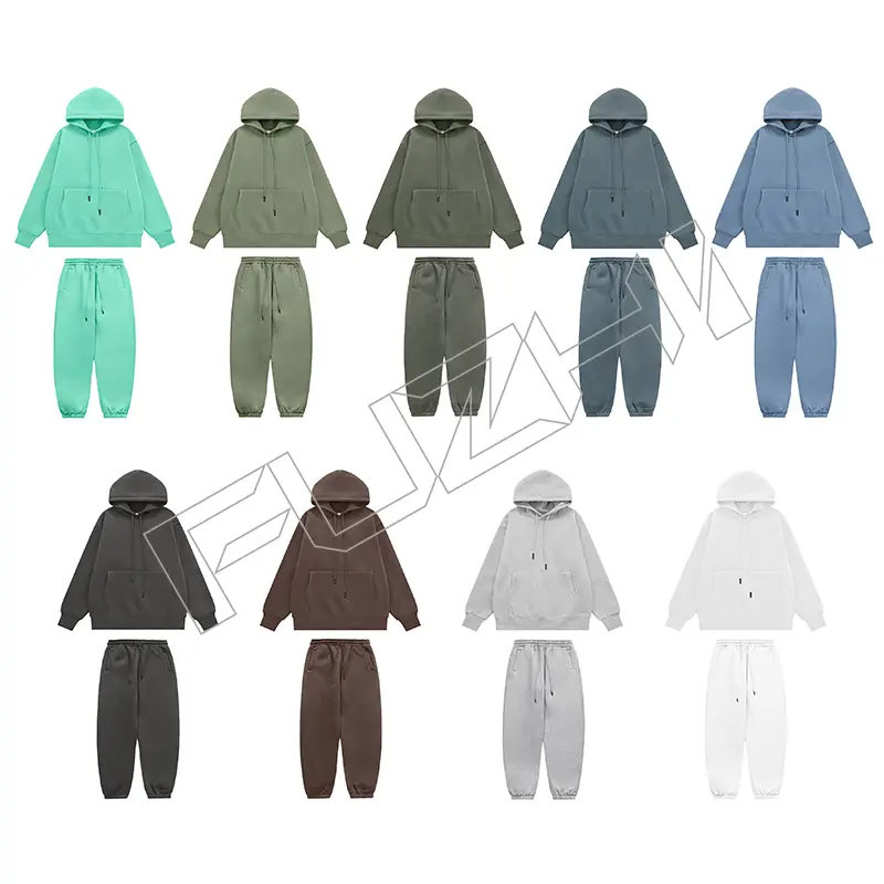 FZHP-1001 Fashion unisex sports hoodie & pants color hoodie set fleece hoodie & pants