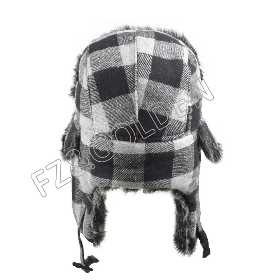 FZWH20250626-3 Russia Trapper Earflap Ear Flap Chin Strap Trooper Hunting SkiWarm Windproof Checked Winter Hats