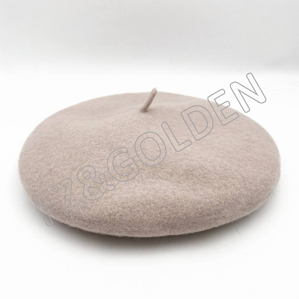 Export Pompom Knitted Hat Factory - 
 Wholesale Custom 100% Wool Female Warm France Berets Hat  - FUZHI