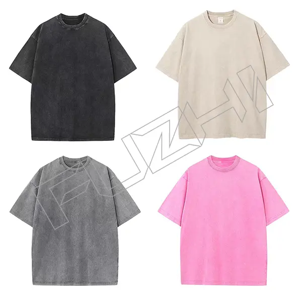 FZWT-1000 Customize high quality color washed 100% cotton T-shirt