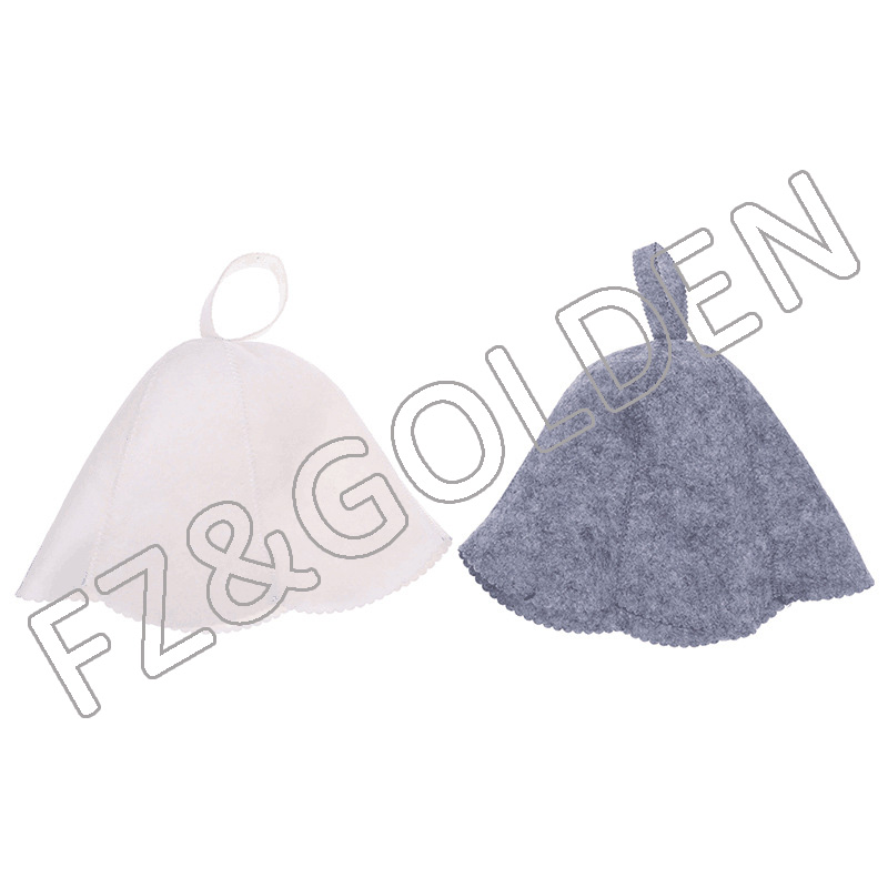 China Beret Hat Supplier - 
 Unisex Russian Banya Hut Helmet Style Hung Loop Head Protection White Women Wool Sauna Hat  - FUZHI
