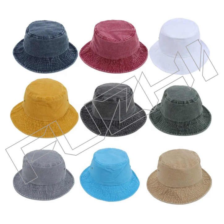 FZFH20250626 Reversible Summer Custom Logo Allover Printed and Embroidered Cotton Beach Wide Brim Bucket Hats For Unisex