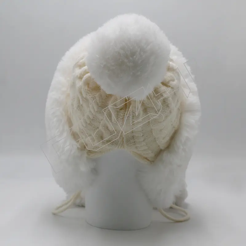 FZBH-1020 Women’s winter hairball and fleece knitted hat thickened warm ear protection winter hat outdoor cold wool wool ball knitted hat