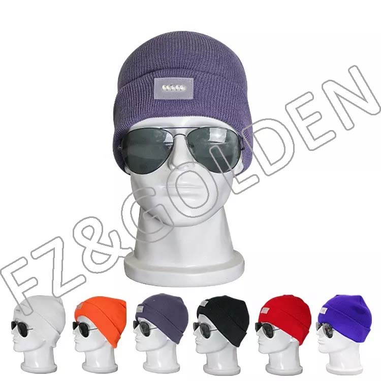 Wholesale Custom Winter Warm Wool Hat Knitted Hat Led beanie Light