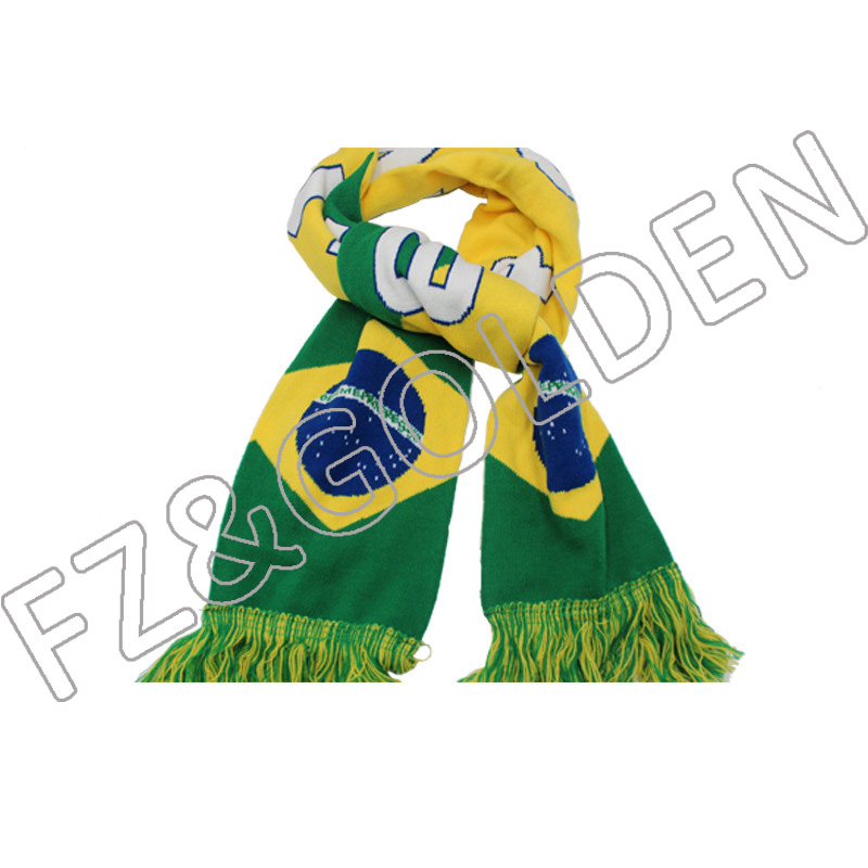 Export Neck Scarf Factory - 
 High Quality Custom Embroidery Knitted Scarf     - FUZHI