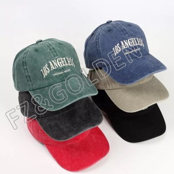 FZBC20250716-3 Custom Logo Wash Adjustable Cotton Distressed Embroidered Baseball Cap Vintage Emb...