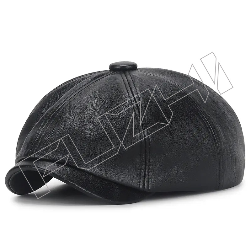 FZBH-20250625-2  Classic French Style Adjustable PU Simil Femme En Cuir Artist Painter leather beret hat for women