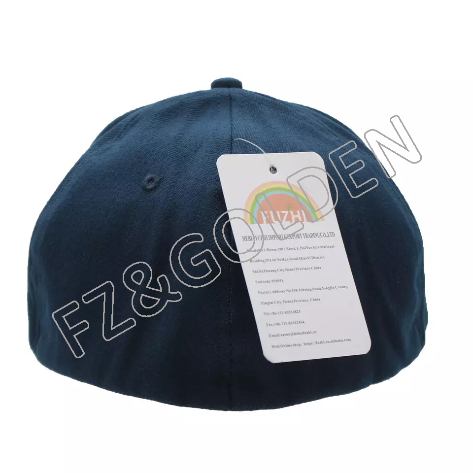 Cheapest Custom Baseball Cap Supplier - 
 Classical spandex one size fit all wool acrylic sports man fitted caps hats manufacture for men  - FUZHI