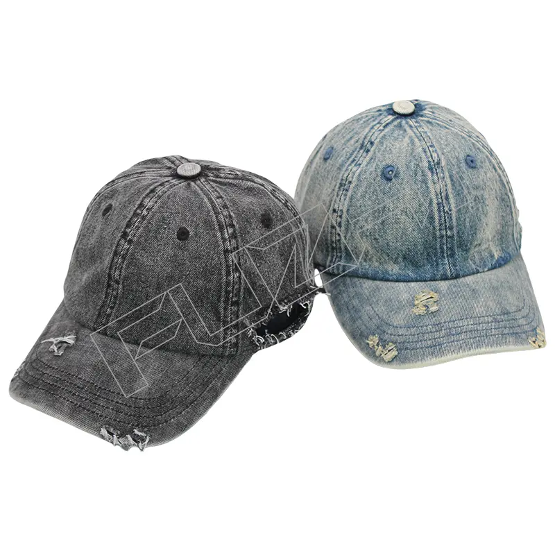FZBC-6105 Denim broken washed vintage cap hip hop baseball cap men and women with the same fashion brand couple cap Featured Image