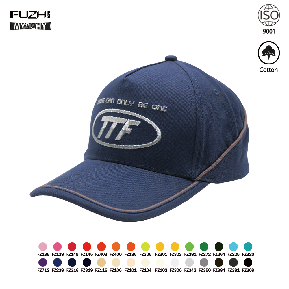 FZBC-6034 Adjustable 5 panel cap with silver embroidery design baseball cap