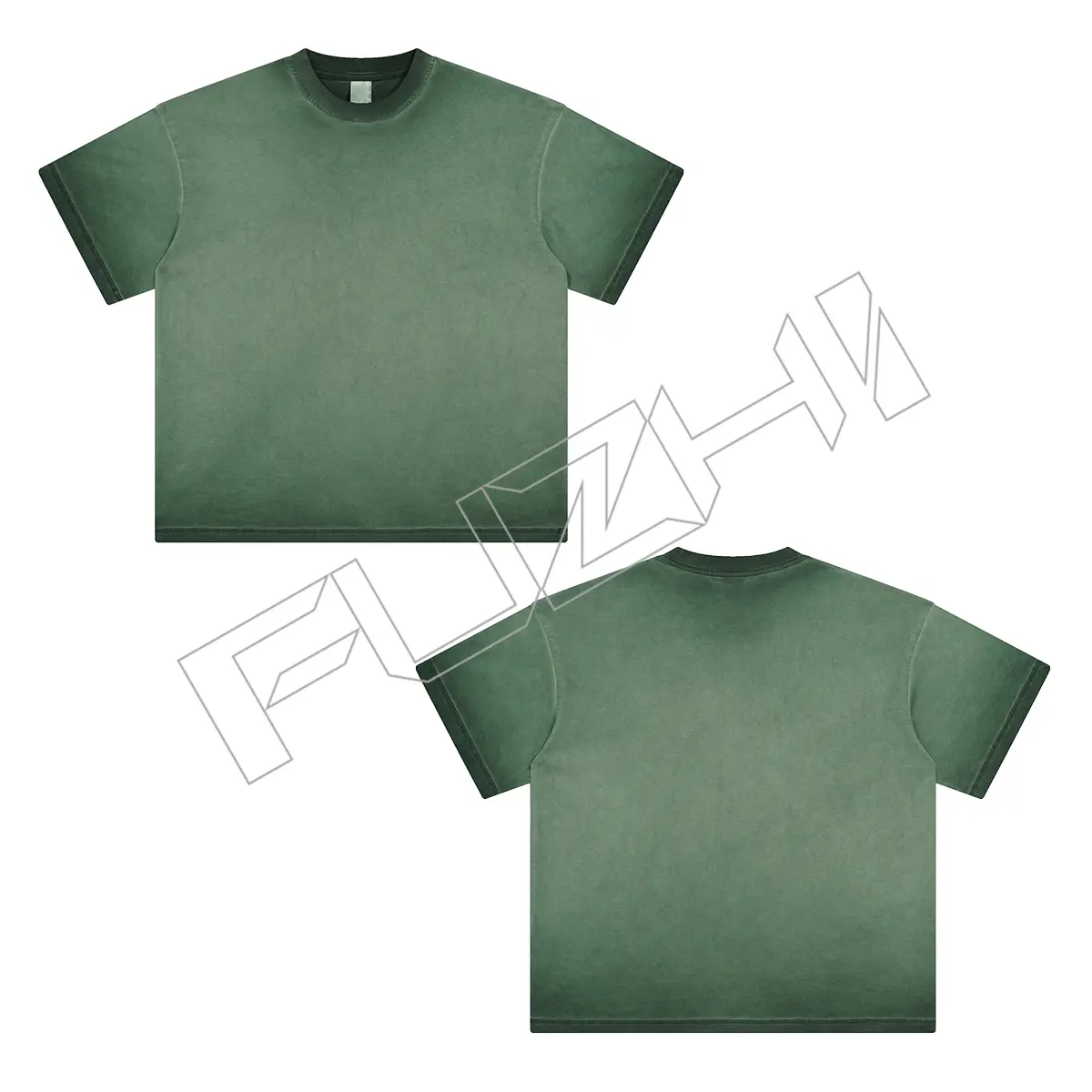 FZWT-1002 New fashion unisex dyed and worn-out water washed cotton terry short sleeved shorts set washed cotton T-shirt shorts