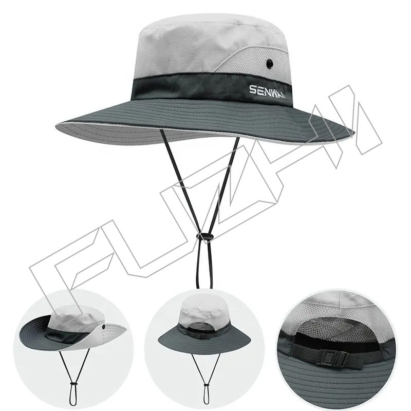 FZFH20250625-6 Women's Summer Mesh Wide Brim Sun UV Protection Hole Fisherman Cowboy Bucket ponyt...