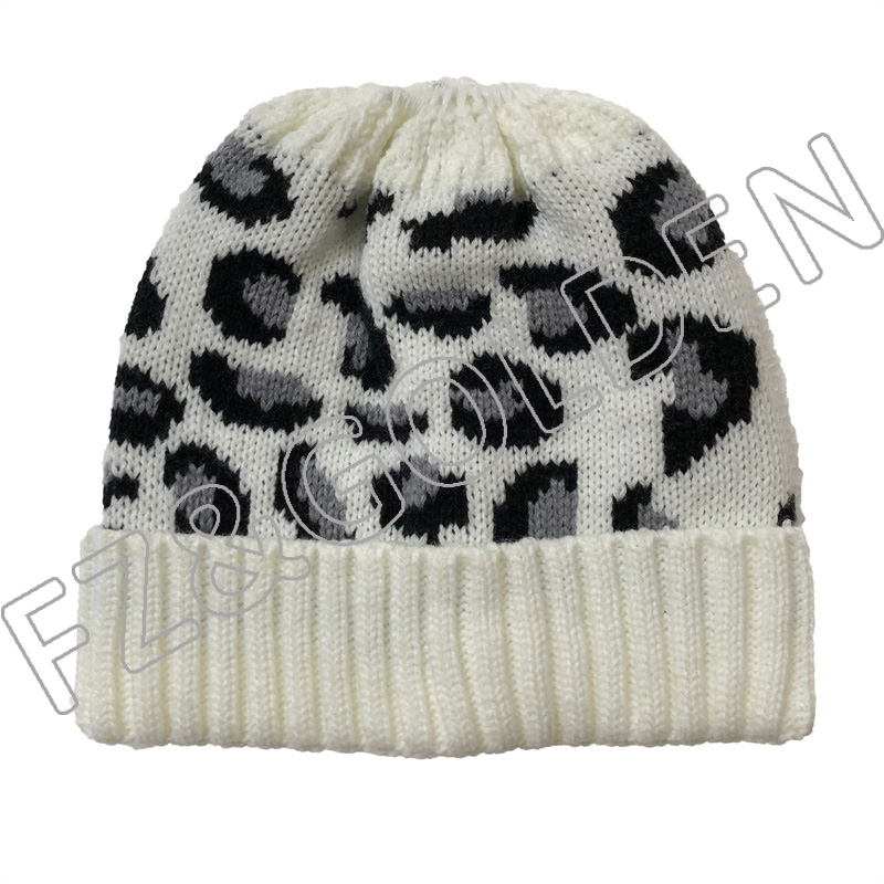 Custom Beanie Supplier - 
 Winter Warm Custom Elastic Running Beanie with Ponytail Hole  - FUZHI