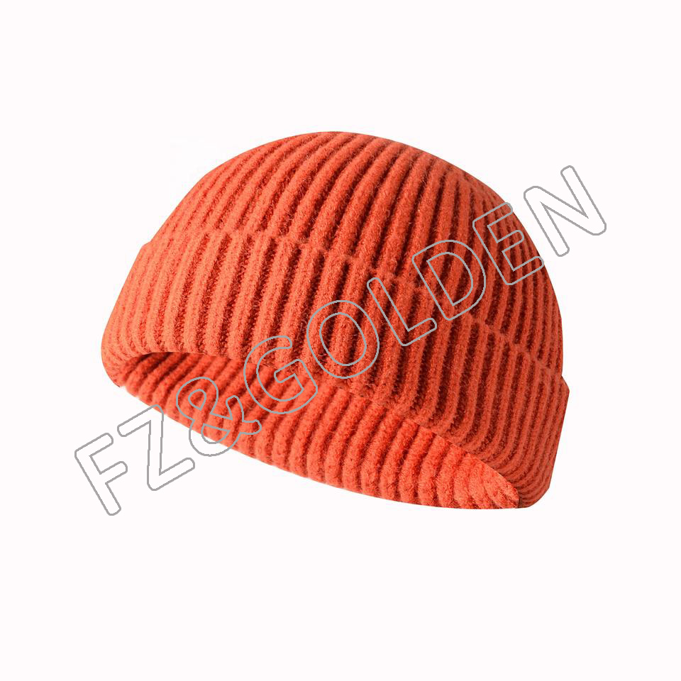 High-Quality Fur Beanie Supplier - 
 Roll-up Edge Skullcap Fisherman Knit Beanie for Men Women  - FUZHI