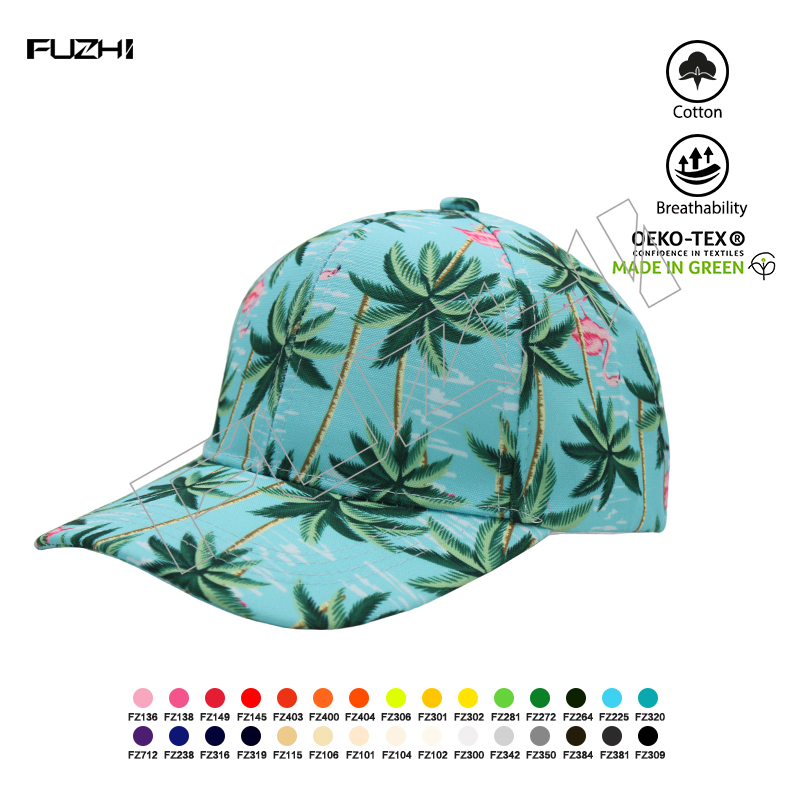 FZBC-6030 Fashionable new full print travel curved brim baseball cap