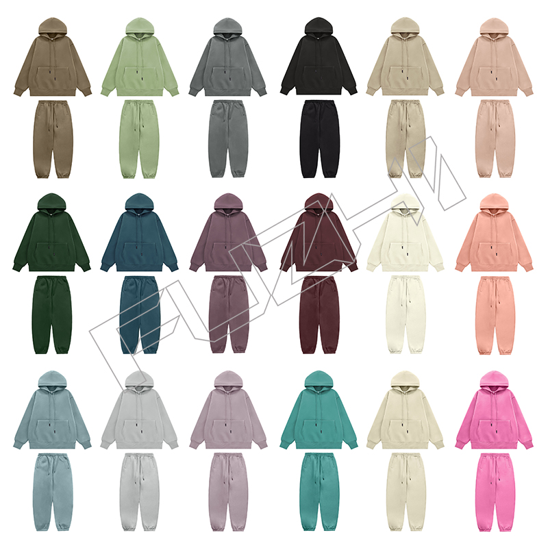 FZHP-1001 Fashion unisex sports hoodie & pants color hoodie set fleece hoodie & pants