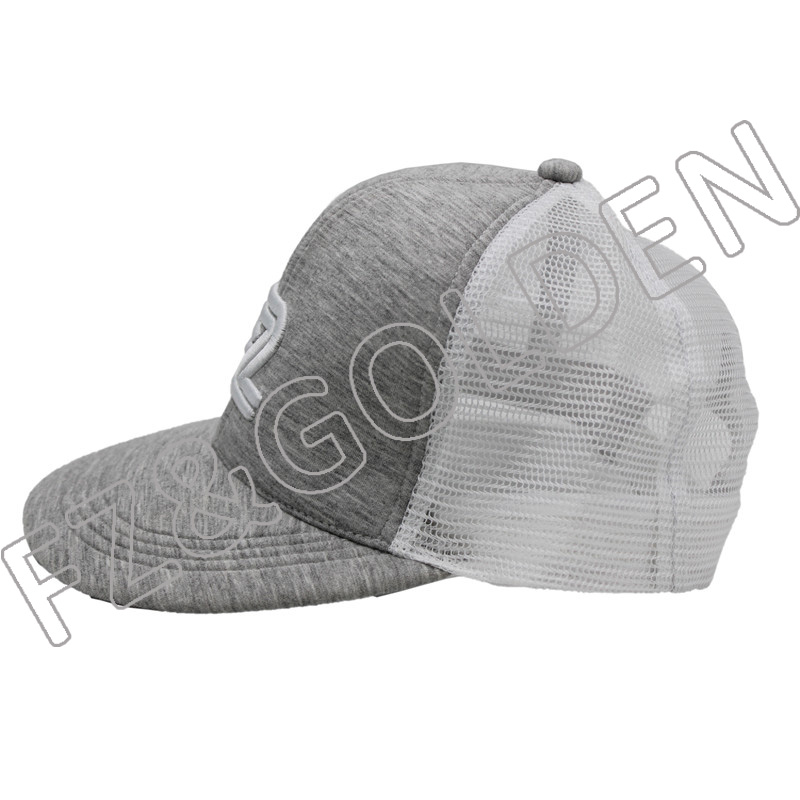 China Bicycle Cap Suppliers - 
 Flat Visor 6 Panel Air Cotton+Mesh Snapback Trucker Cap  - FUZHI