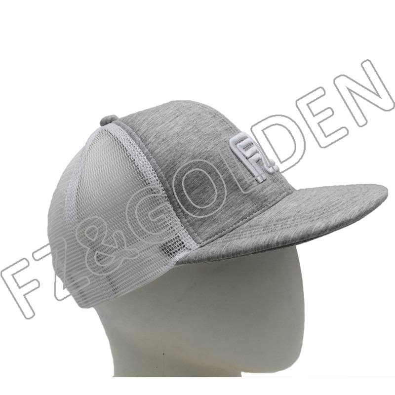 China Bicycle Cap Suppliers - 
 Flat Visor 6 Panel Air Cotton+Mesh Snapback Trucker Cap  - FUZHI