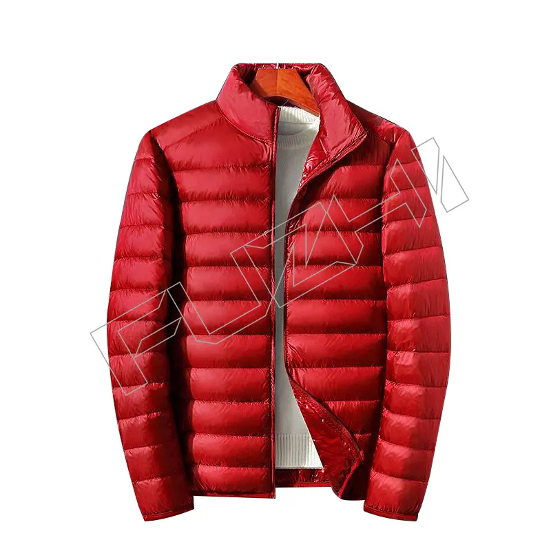 FZJA-1005 Unisex stand up collar hooded down jacket lightweight and short lightweight and stylish duck down jacket