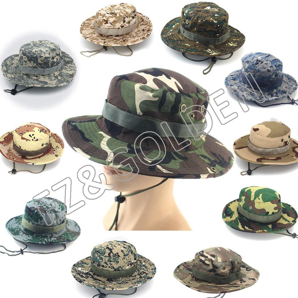 Custom logo camouflage army bucket hat 