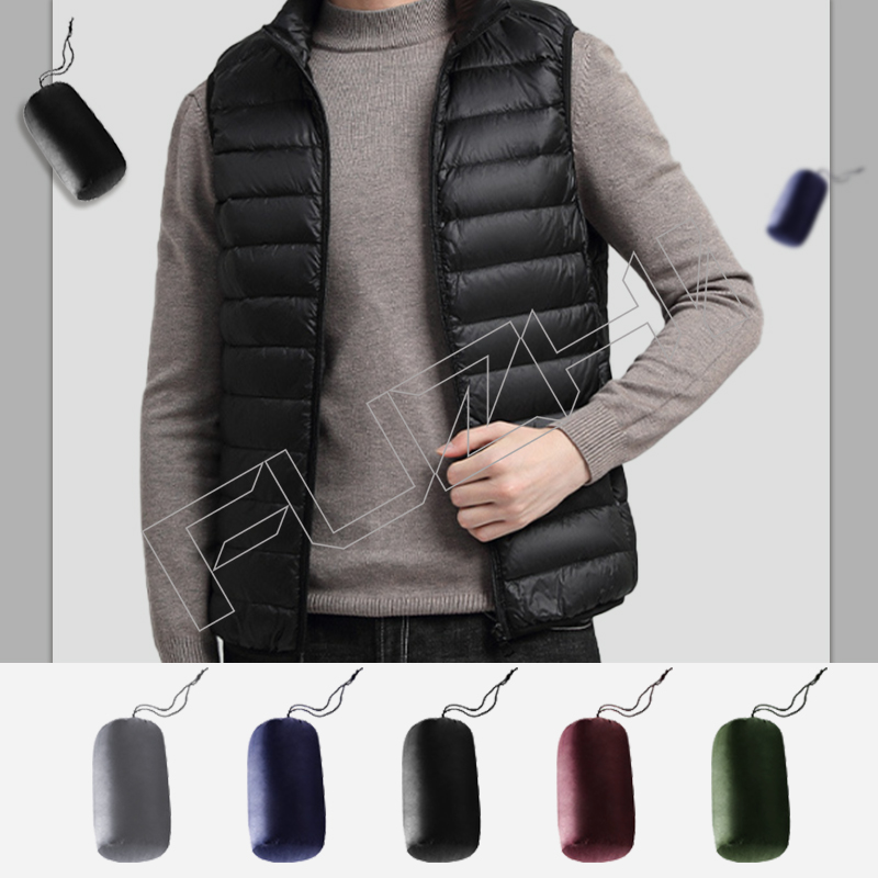 FZJA-1007 New stand collar autumn winter men and women unisex down vest jacket thin down vest coat