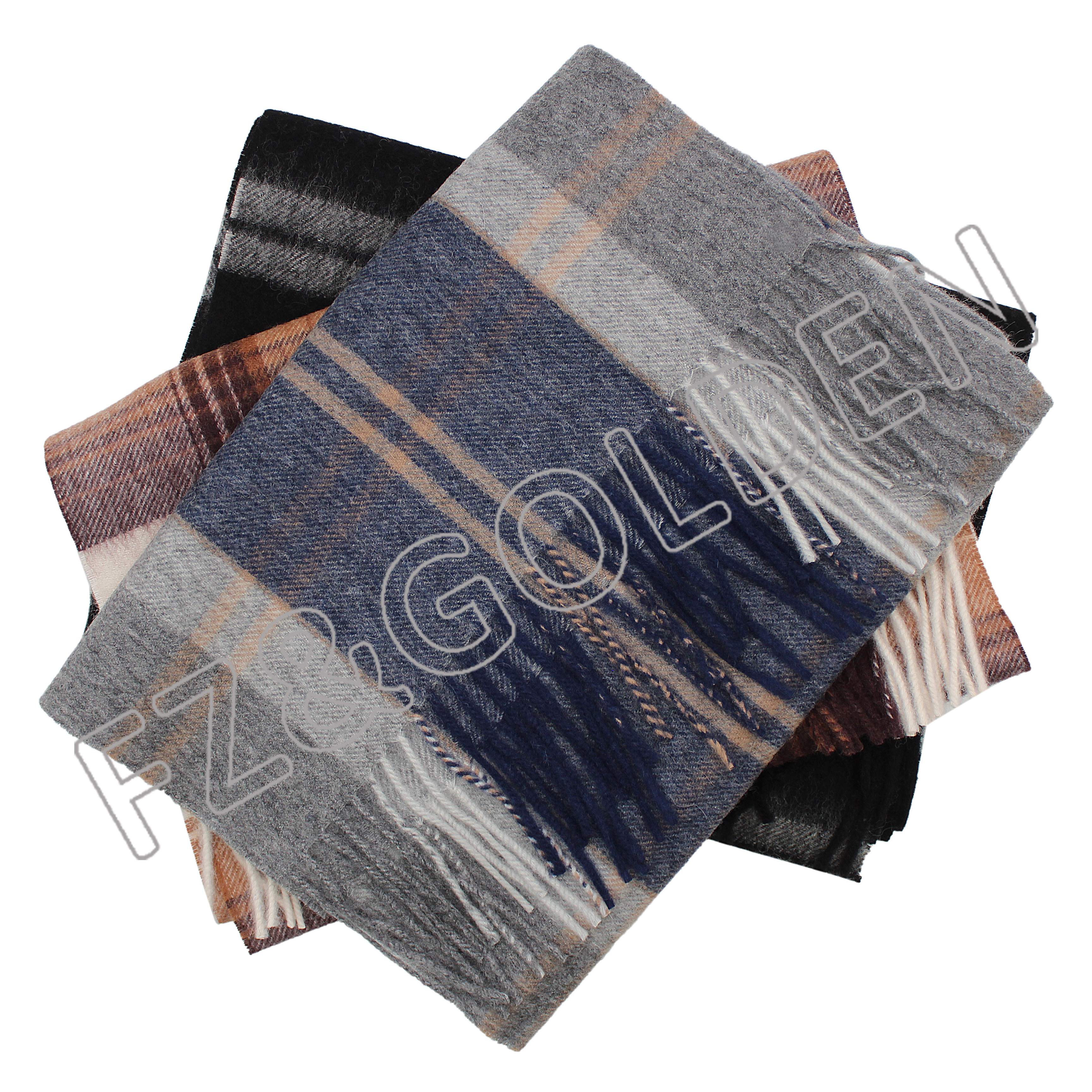 FZSC-3025  Item	Fabric	100% Wool Size	32*180cm Feature	Comfortable and Breathable Fashion Plaid Warm Pashmina Imitation Wool Neck Scarves Fringe Winter Shawl Winter Women Stylish cashmere scarf