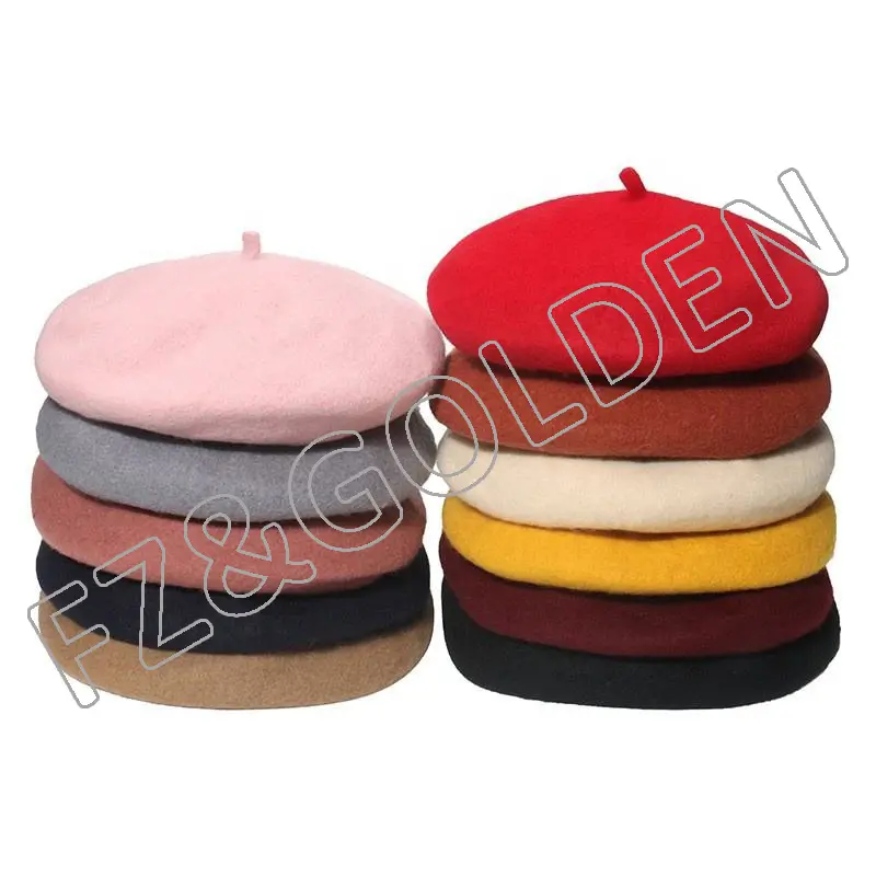 OEM/ODM Sun Hat Manufacturers – 
 New Fashion High Quality Custom Logo Plain Multi Color Wool Classic Beret Hat for Women  – FUZHI
