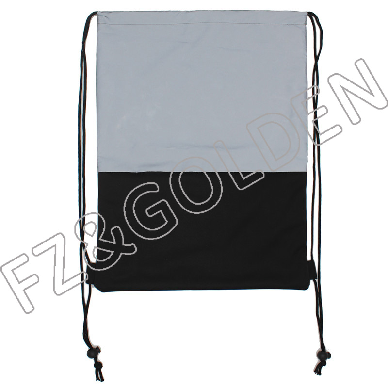Reflective Polyester Backpack Drawstring Bag 