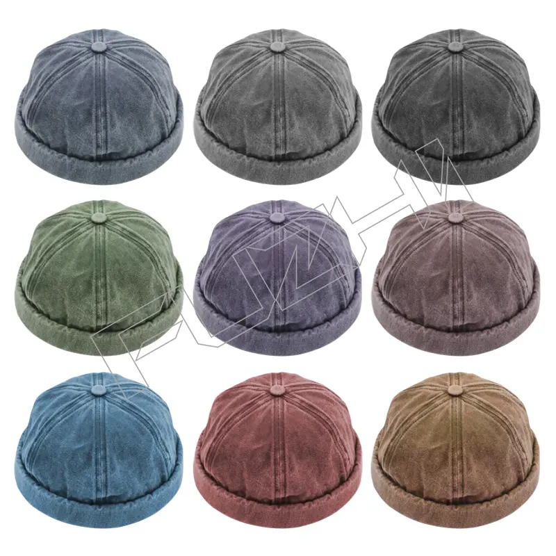 FZBC-6111 Men’s and women’s watertight washed vintage skull cap melon cap retro soft top landlord hat