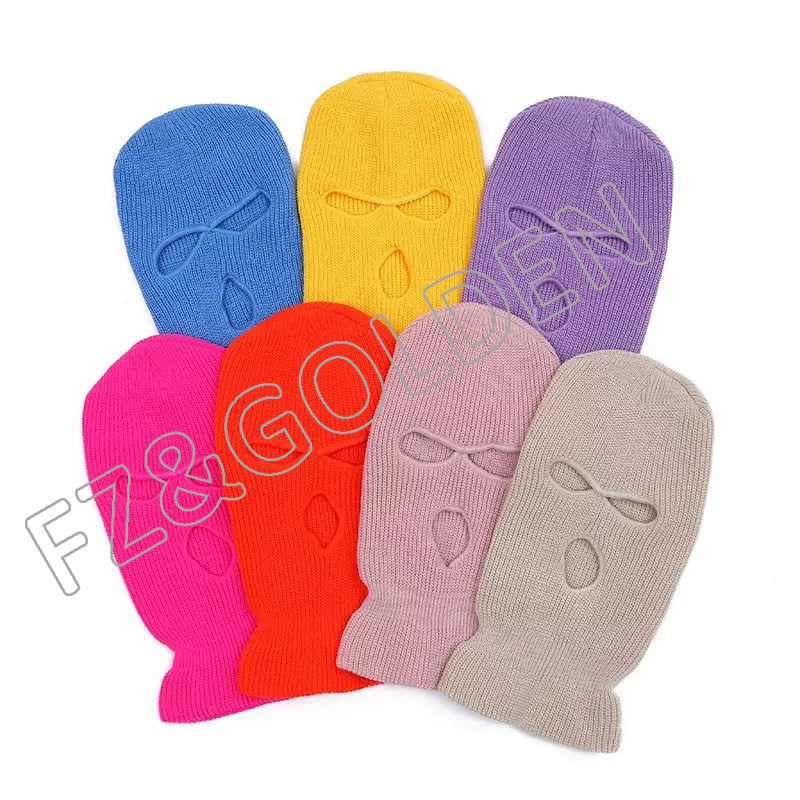 Fashion Knitted Ski Masks Full Face Winter Hats 3 Hole Hats Embroidery Custom Balaclava